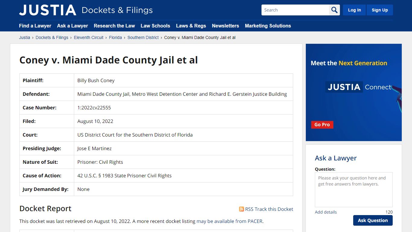 Coney v. Miami Dade County Jail et al - dockets.justia.com